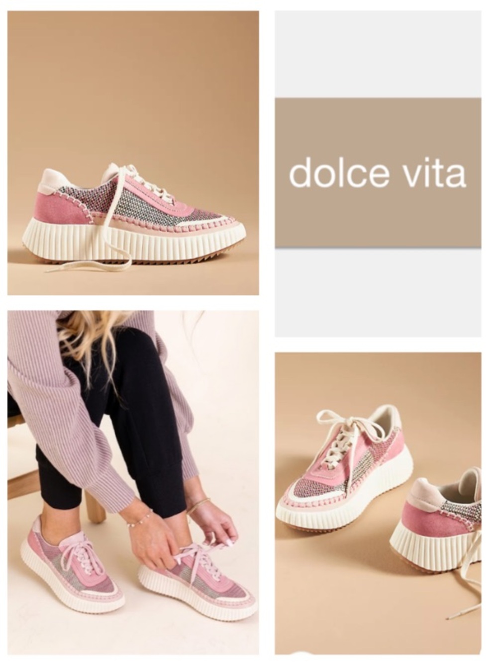 LIKE NEW! Dolce Vita Dolen Sneakers (8) in pink/cream